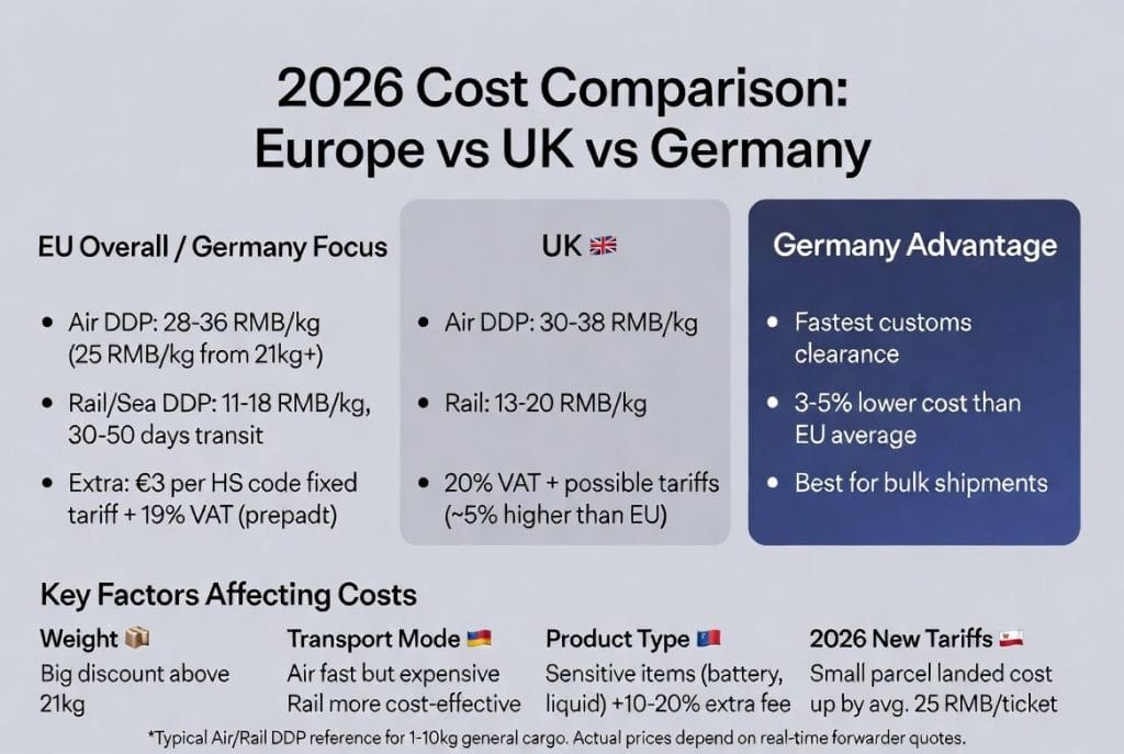 2026欧洲/英国/德国双清包税到门最新政策与费用对比